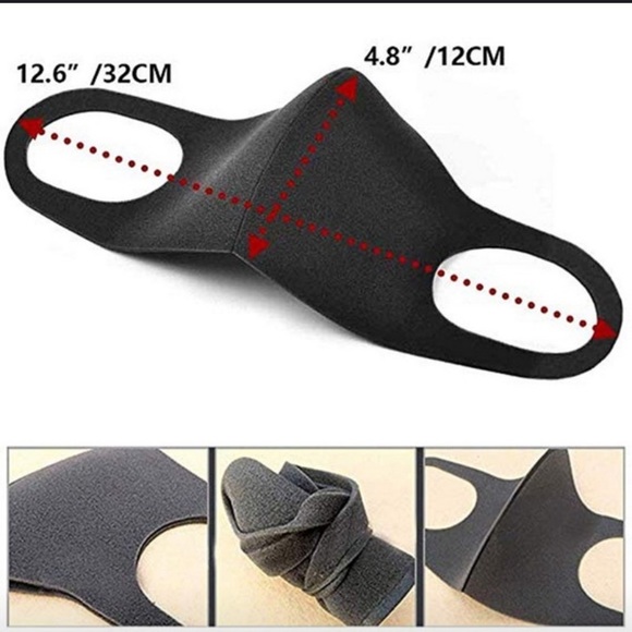 FACE MASK WITH 2 PINK NEON BUTTERFLIES - Picture 4 of 7